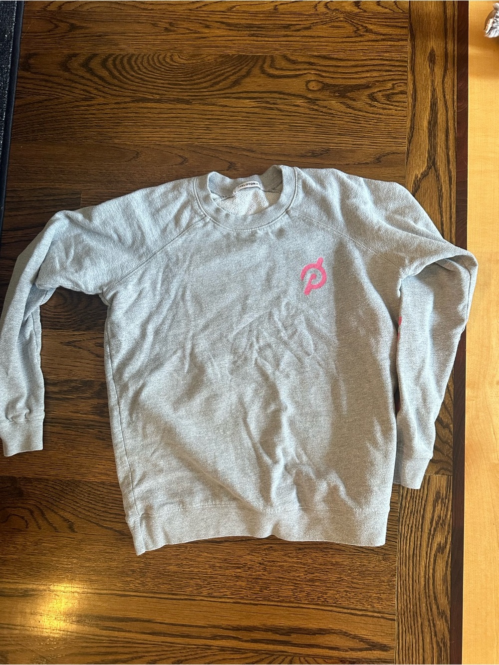Peloton Light Gray Crewneck Sweatshirt with Pink Logo
